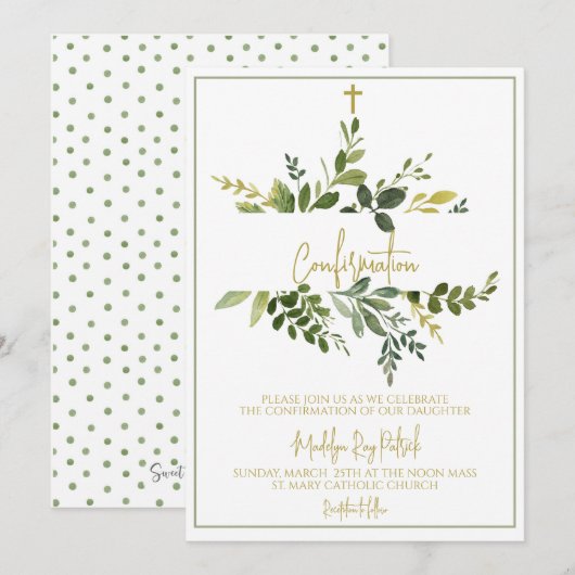 水彩グリーンの確認 招待状 (正面/裏面)