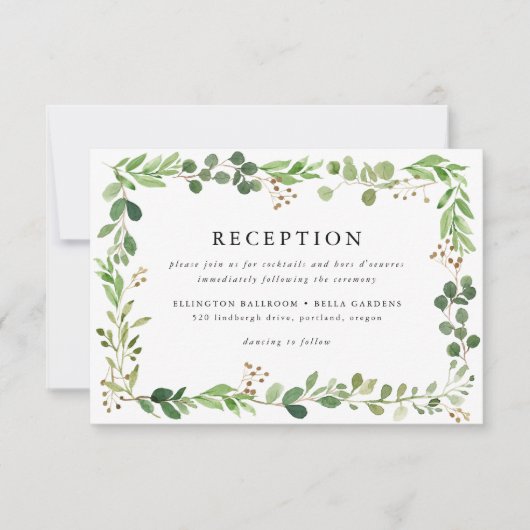 水彩グリーンの結婚式招待状 受付カード 招待状 (正面)