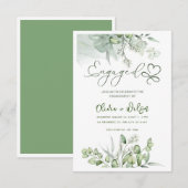 水彩グリーンの結婚式　save the date 招待状 (正面/裏面)