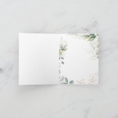 水彩グリーンの葉とゴールドの葉の折りたたみ式サンキューカード サンキューカード (内部)