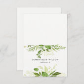 水彩グリーンの葉のウェディングプレイスカードⅠ 招待状 (正面/裏面)
