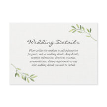 水彩グリーンの葉のウェディングレセプションの詳細