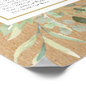 水彩グリーンの葉のウェディング席次表 ポスター (角)