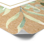 水彩グリーンの葉のウェディング ウェルカムサイン ポスター (角)