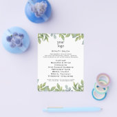 水彩グリーンの葉のサロン フライヤー (シングル)