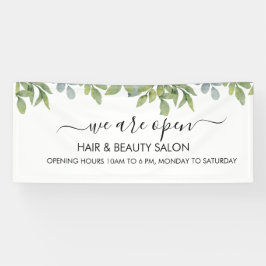 水彩グリーンの葉のサロン  横断幕