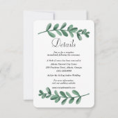 水彩グリーンの葉の結婚式詳細封筒 案内状 (正面)