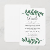水彩グリーンの葉の結婚式 詳細 封筒 案内状 (正面/裏面)