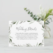 水彩グリーンの葉の花輪 結婚式の詳細 エンクロージャーカード (スタンド正面)