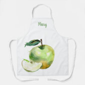 水彩グリーンアップルカスタマイズ可能エプロン エプロン (正面)