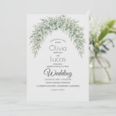 水彩グリーンアーチのウェディング招待状テンプレート 招待状 (スタンド正面)