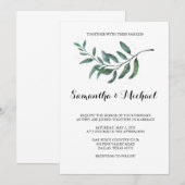 水彩グリーンウェディング招待状 招待状 (正面/裏面)