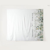 水彩グリーンウェディング フォトプロップ背景ボード タペストリー (正面(横))