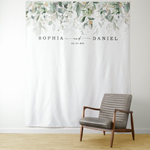 水彩グリーンウェディング フォトプロップ背景ボード タペストリー