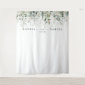 水彩グリーンウェディング フォトプロップ背景 タペストリー (正面)