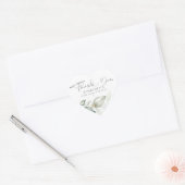 水彩グリーンエレガントカリグラフィーサンクス ハートシール (封筒)