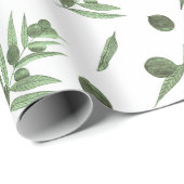 水彩グリーンオリーブとオリーブの枝 ラッピングペーパー (ロールコーナー)