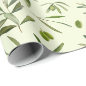 水彩グリーンオリーブの枝 ラッピングペーパー (ロールコーナー)