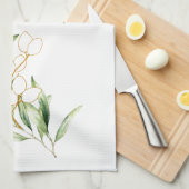 水彩グリーンオリーブ枝キッチンタオル キッチンタオル (四つ折り)