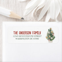 水彩グリーンオーナメントツリーメリークリスマス