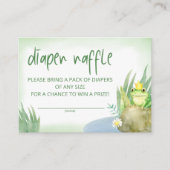 水彩グリーンカエルおむつラッフルチケット エンクロージャーカード (正面)