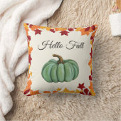 水彩グリーンカボチャと紅葉 クッション (ブランケット)