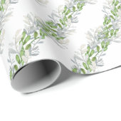 水彩グリーンクリスマスガーランド ラッピングペーパー (ロールコーナー)