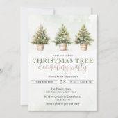 水彩グリーンクリスマスツリー飾のパーティー 招待状 (正面)