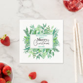 : 水彩グリーングラス - 祝祭的なクリスマスパーティー スタンダードカクテルナプキン (インサイチュ)