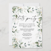 水彩グリーンゴールドのアローカット祝賀 招待状 (正面)
