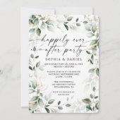 水彩グリーンゴールドのエロープメントお祝い招待状 招待状 (正面)