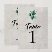 水彩グリーンサボテングレーウェディングテーブルナンバー 招待状 (正面/裏面)