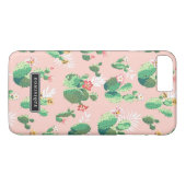 水彩グリーンサボテン柄ピンクiPhoneケース Case-Mate iPhoneケース (裏面(横))