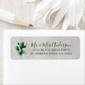 水彩グリーンサボテン灰色結婚南西 ラベル (インサイチュ)