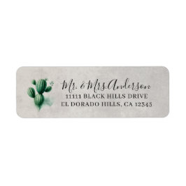 水彩グリーンサボテン灰色結婚南西 ラベル