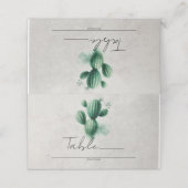 水彩グリーンサボテン結婚グレイのテーブル番号 プレイスカード (外部開封)