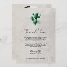 水彩グリーンサボテン結婚ズグレー 招待状