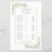 水彩グリーンサロンサービスメニュー チラシ (正面)