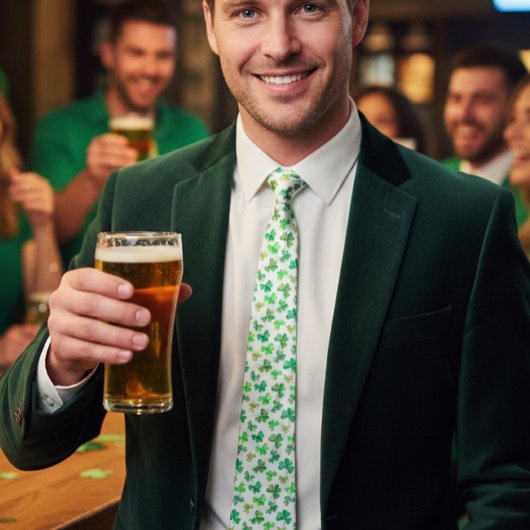 水彩グリーンシャムロッククローバーセントパトリックの日 ネクタイ