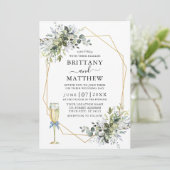 水彩グリーンジオフレームガラスボウダスティーブルー 招待状 (スタンド正面)