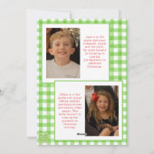 水彩グリーンジンガム弓クリスマスフォト シーズンカード (裏面)