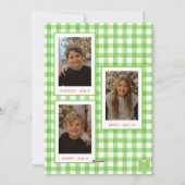 水彩グリーンジンガム弓クリスマスフォト シーズンカード (裏面)