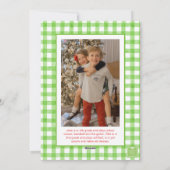 水彩グリーンジンガム弓クリスマスフォト シーズンカード (裏面)