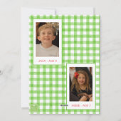 水彩グリーンジンガム弓クリスマスフォト シーズンカード (裏面)