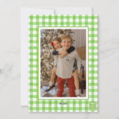 水彩グリーンジンガム弓クリスマスフォト シーズンカード (裏面)