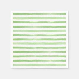 水彩グリーンストライプ紙ナプキン スタンダードカクテルナプキン