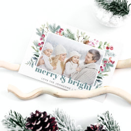 水彩グリーンズホリーベリー写真 シーズンカード