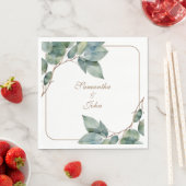 水彩グリーンティール(緑がかった色)金ゴールド植物性緑 スタンダードランチョンナプキン (インサイチュ)