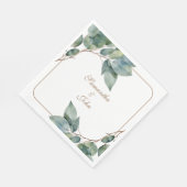 水彩グリーンティール(緑がかった色)金ゴールド植物性緑 スタンダードランチョンナプキン (角)