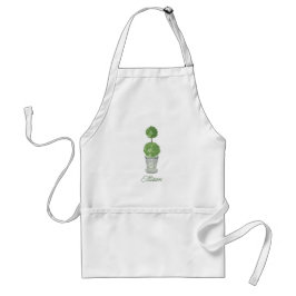 水彩グリーントピアリモノグラムのー スタンダードエプロン